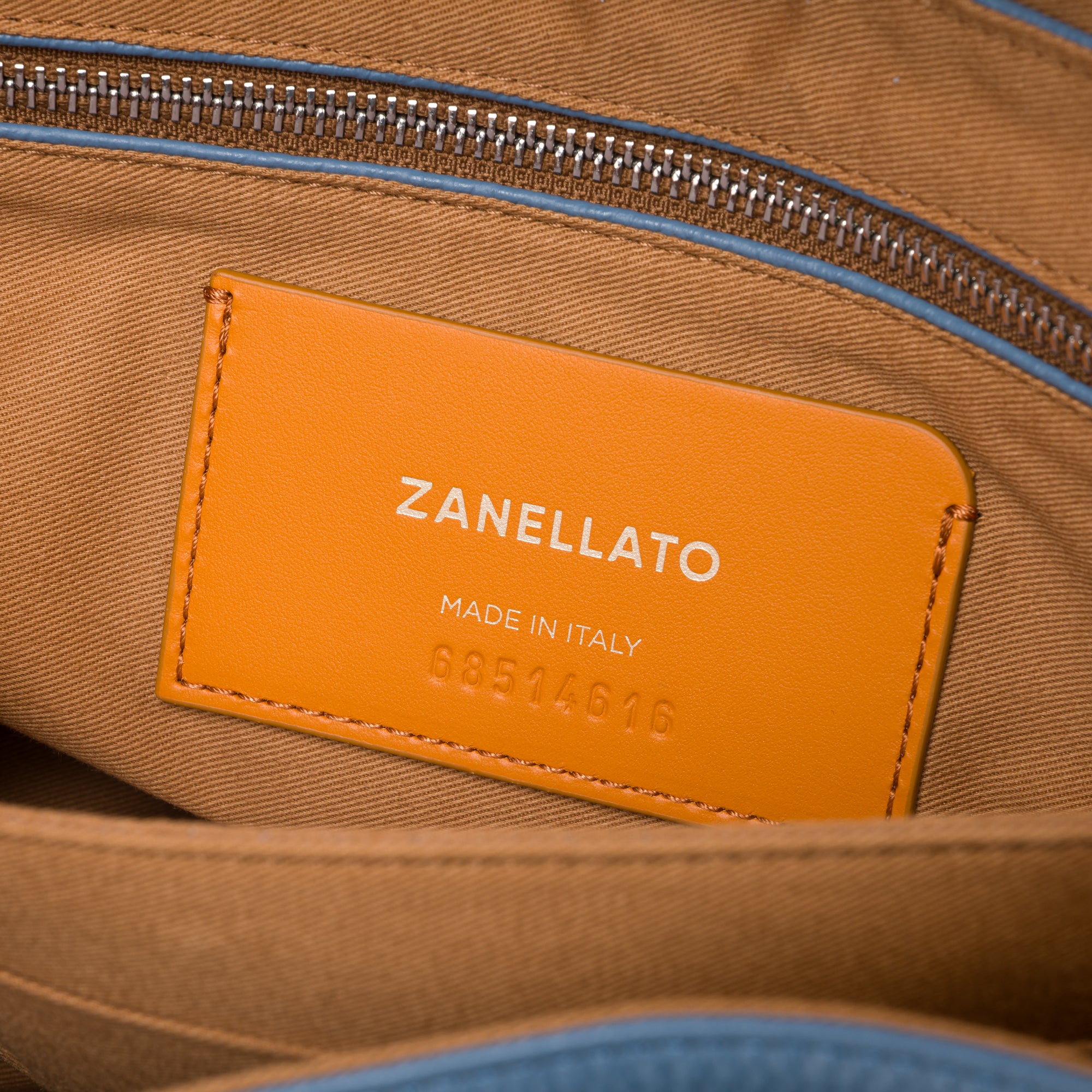 Zanellato Postina® S borsa blu pelle martellata idrorepellente