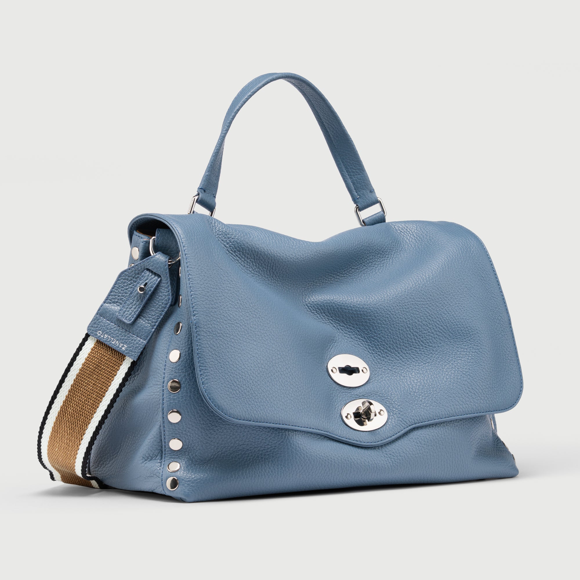 Zanellato Postina® M borsa Blu Sambuco Notturno in pelle martellata