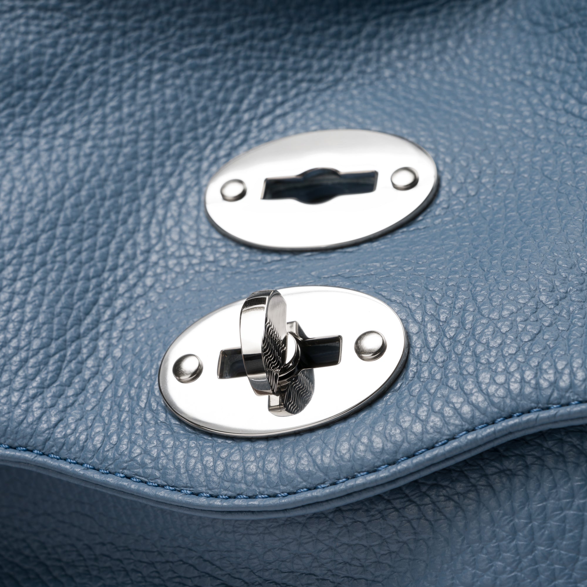 Zanellato Postina® S borsa blu pelle martellata idrorepellente