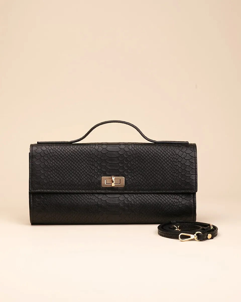 Marks&Angels Monni Nero borsa baguette in pelle anaconda