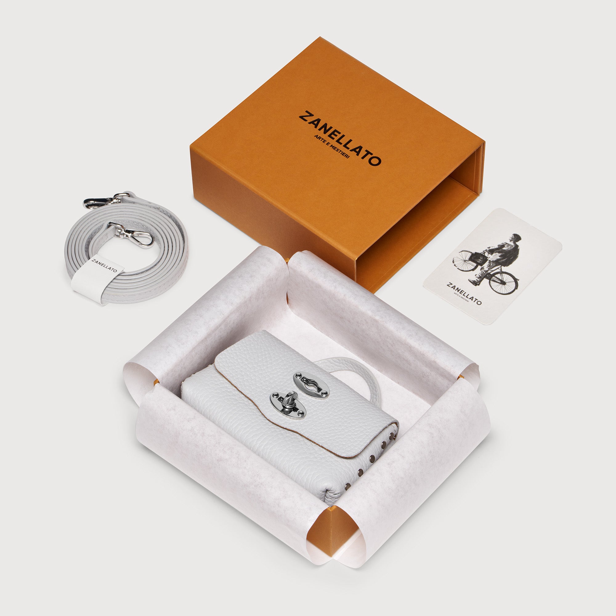 Zanellato Postina® Wallet MINI portafoglio grigio pelle martellata