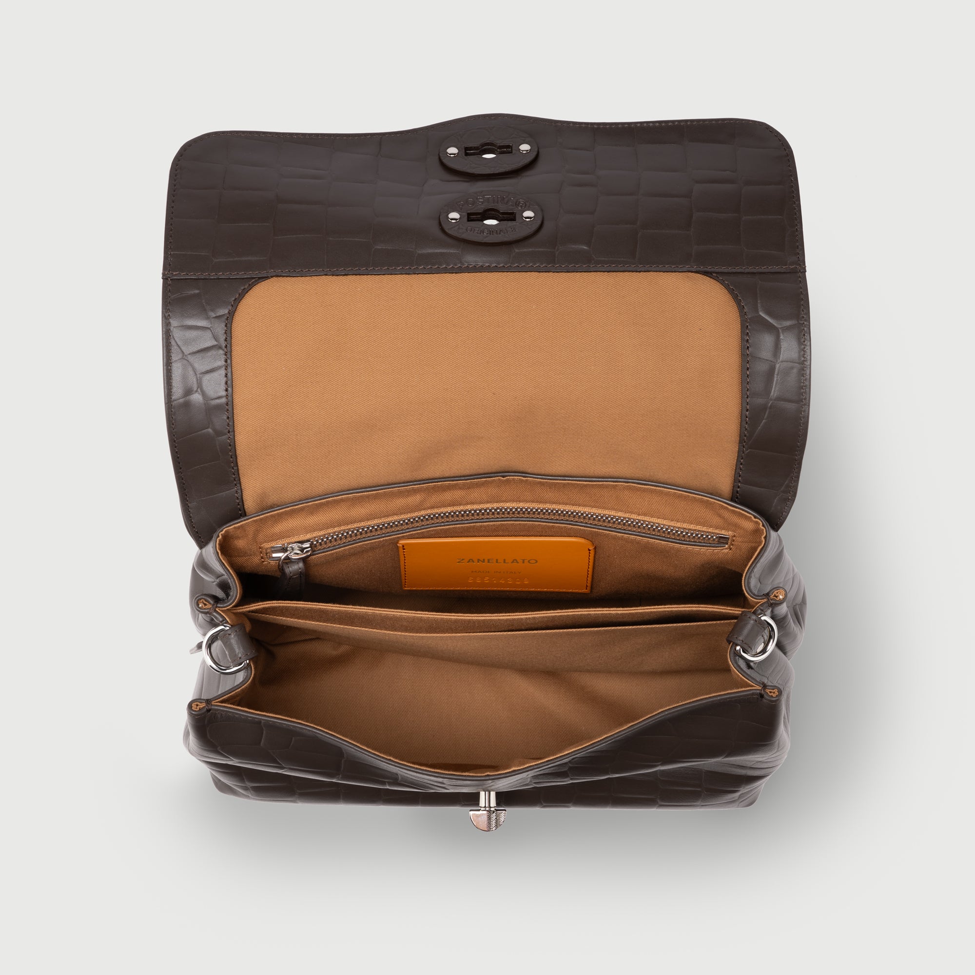 Zanellato Postina® S borsa marrone in pelle stampata