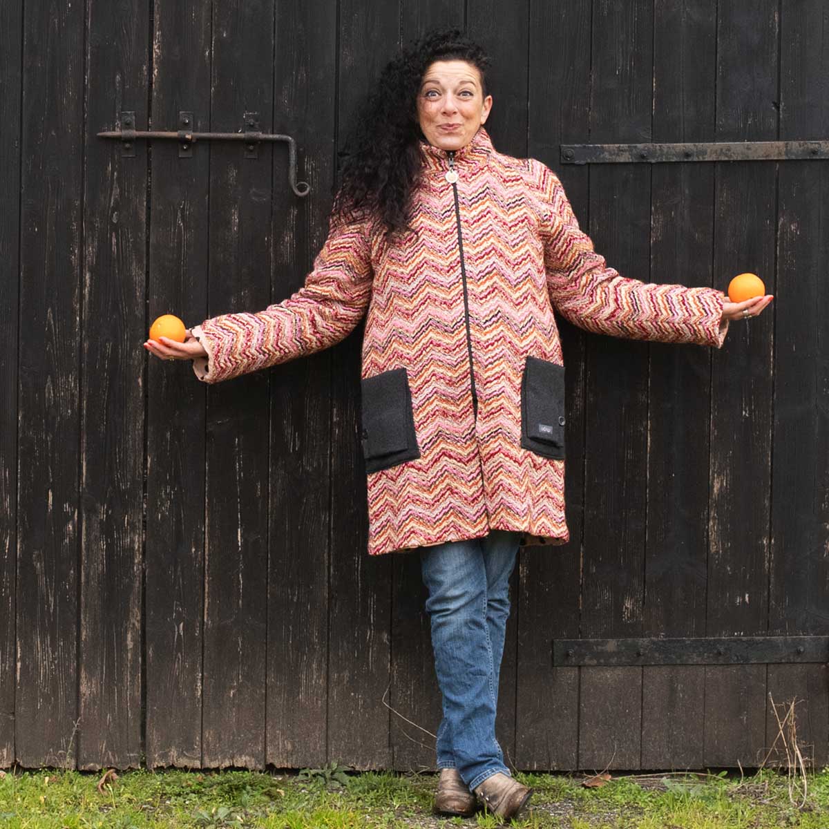 Ricicli Design Abbigliamento Cappotto Reversibile n°01 XL rosa double face