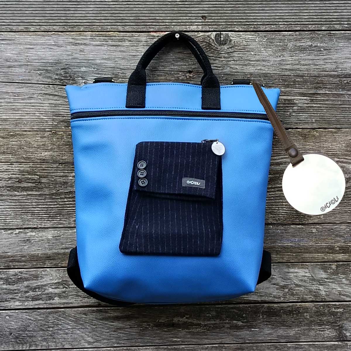 Ricicli Design Borse Borsa Zaino Cinno n°05 bluette
