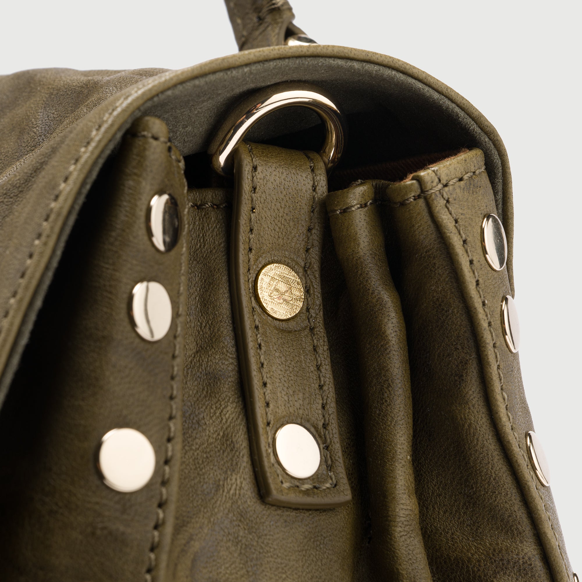 Zanellato Postina® S borsa verde Oliva Giarraffa pelle stropicciata