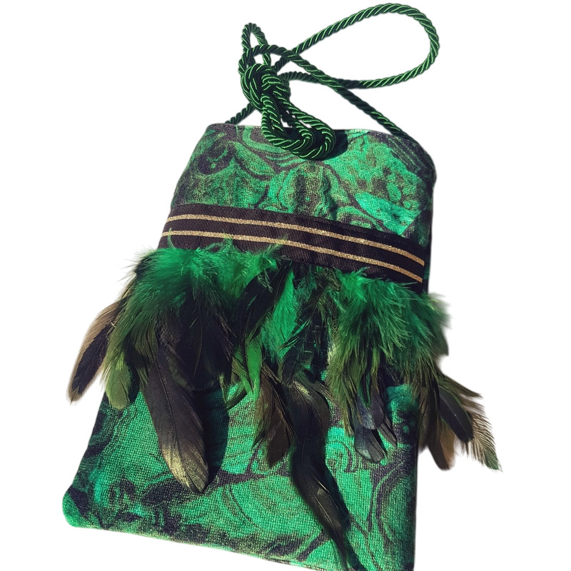 Borseggi Tibetane – le tracolla Tibetana piume 04 borsa in velluto