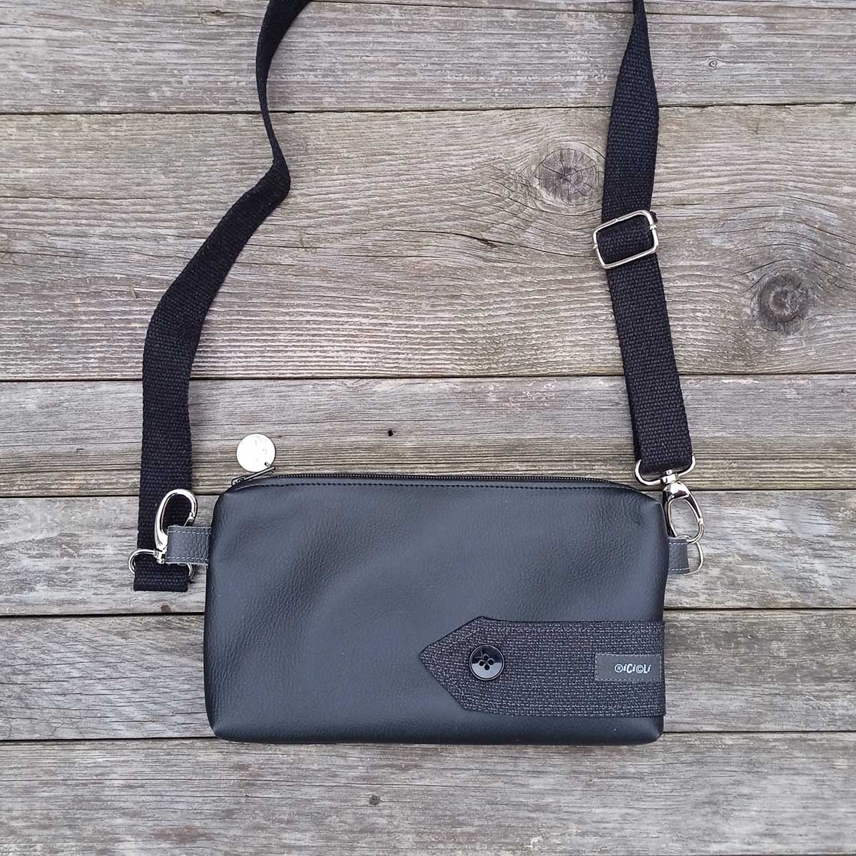 Ricicli Design Borse Pochette Lupin n°05 con tracolla nera