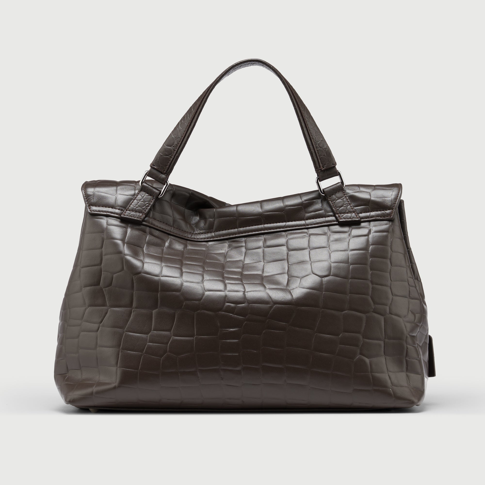 Zanellato Postina® M borsa marrone effetto coccodrillo in pelle