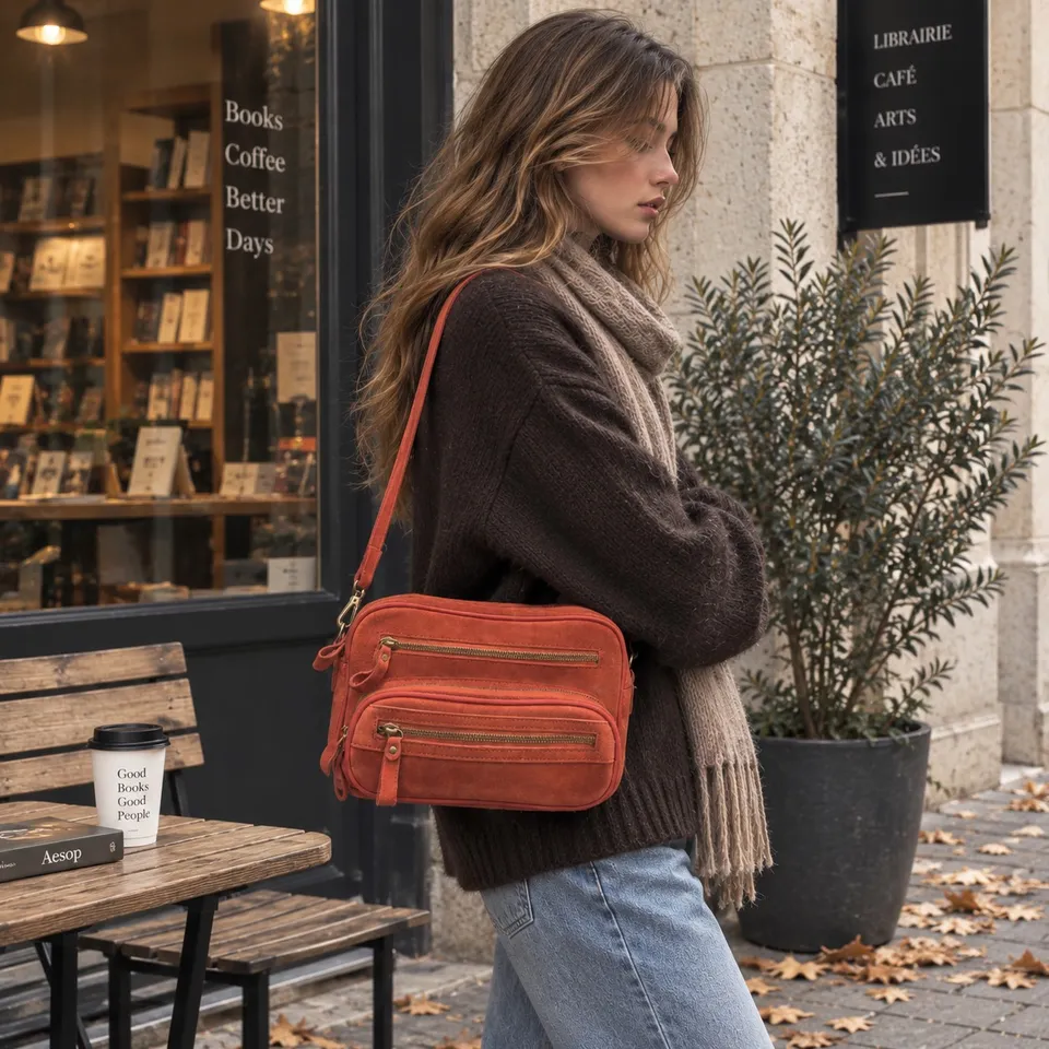 Crazy Lou Sac en cuir Sac rétro en daim borsa rétro scamosciata