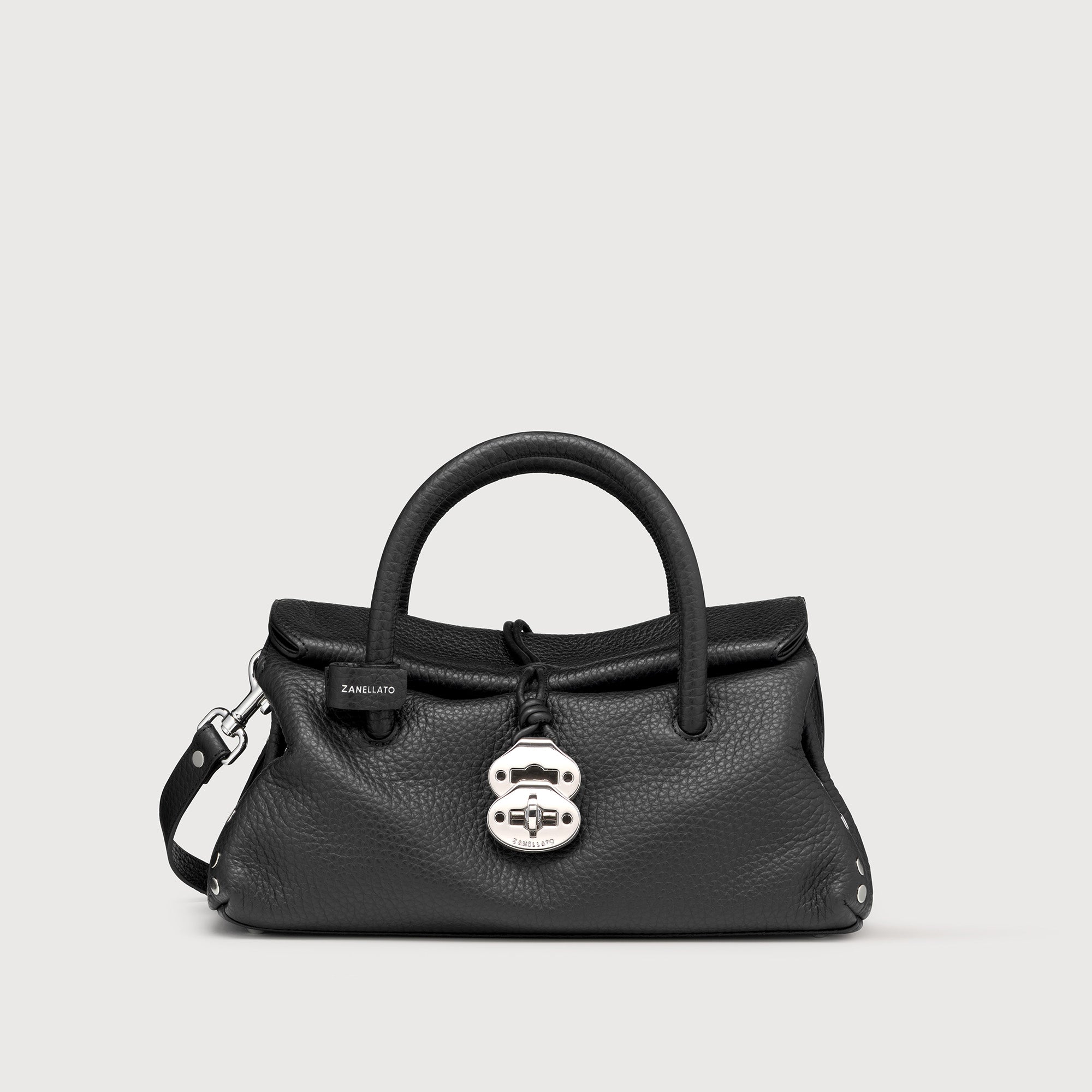 Zanellato Dotta® S borsa Black Nero in pelle martellata