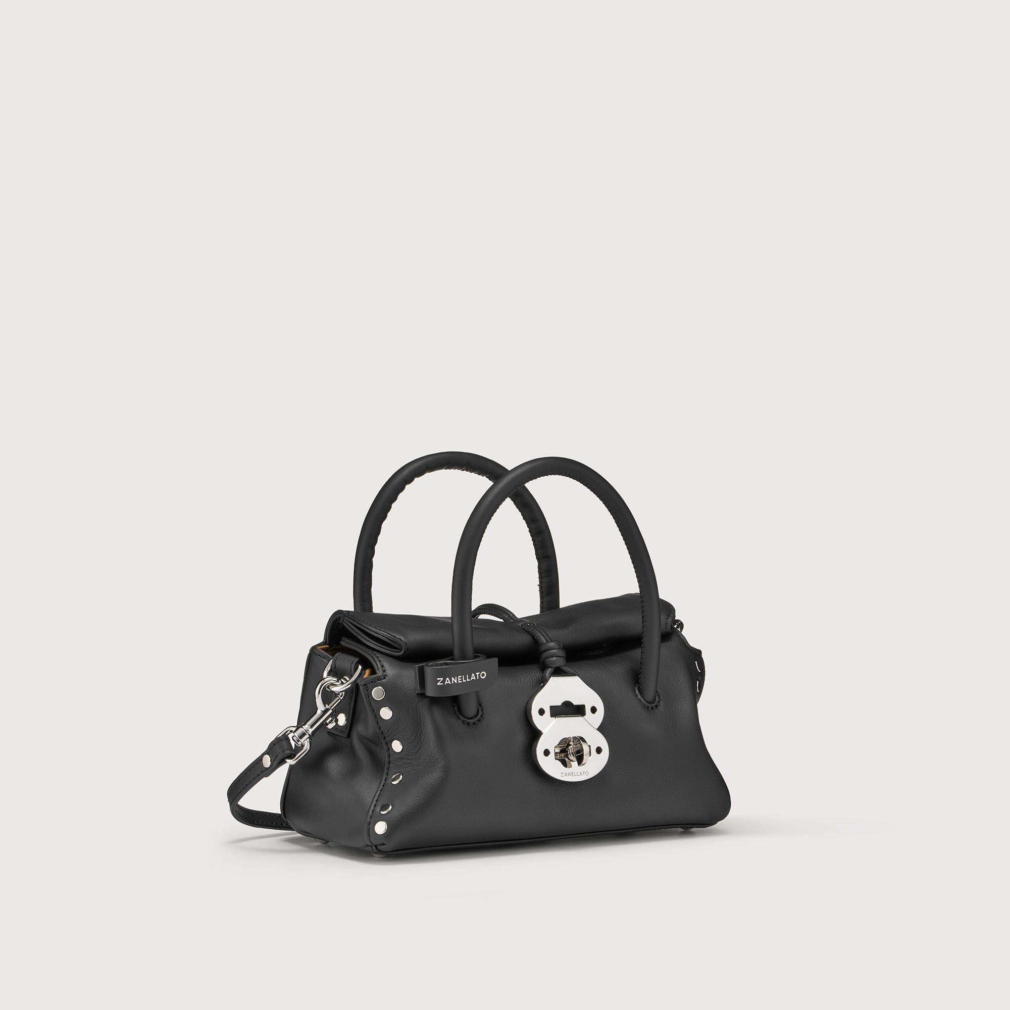 Zanellato Dotta® BABY borsa mini nera in pelle liscia