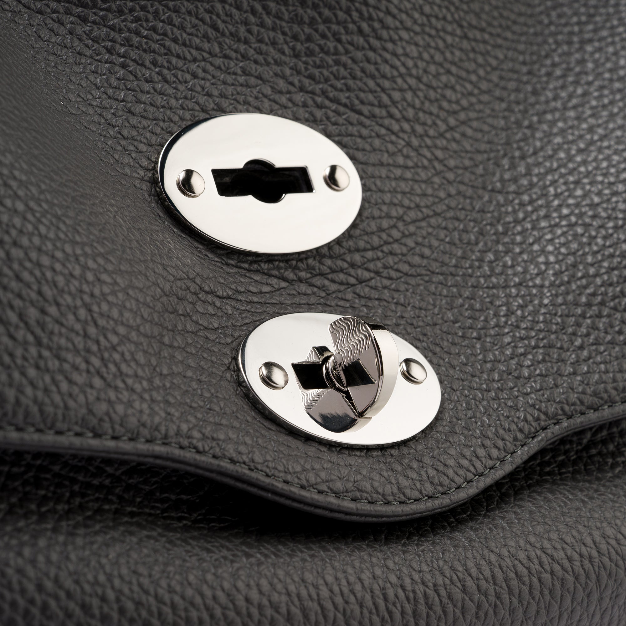 Zanellato Postina® M borsa grigio vulcano in pelle martellata