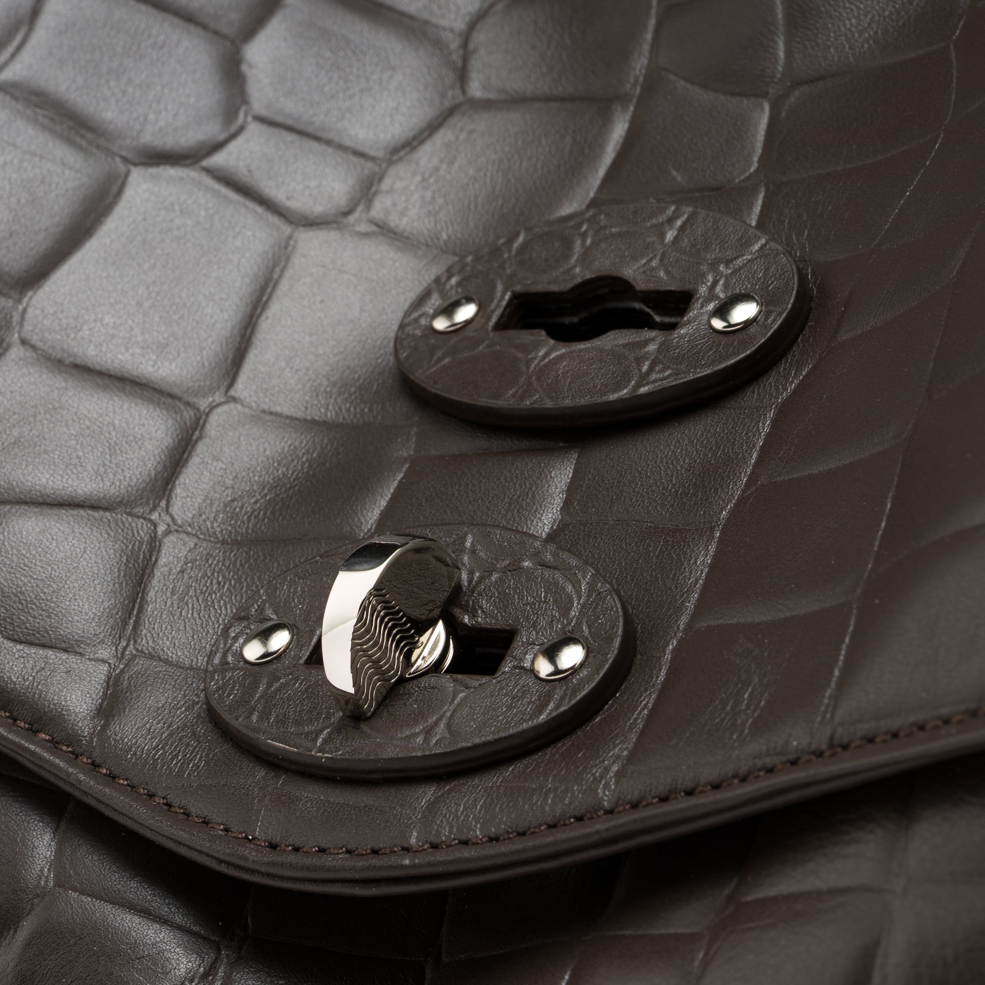 Zanellato Postina® M borsa marrone effetto coccodrillo in pelle