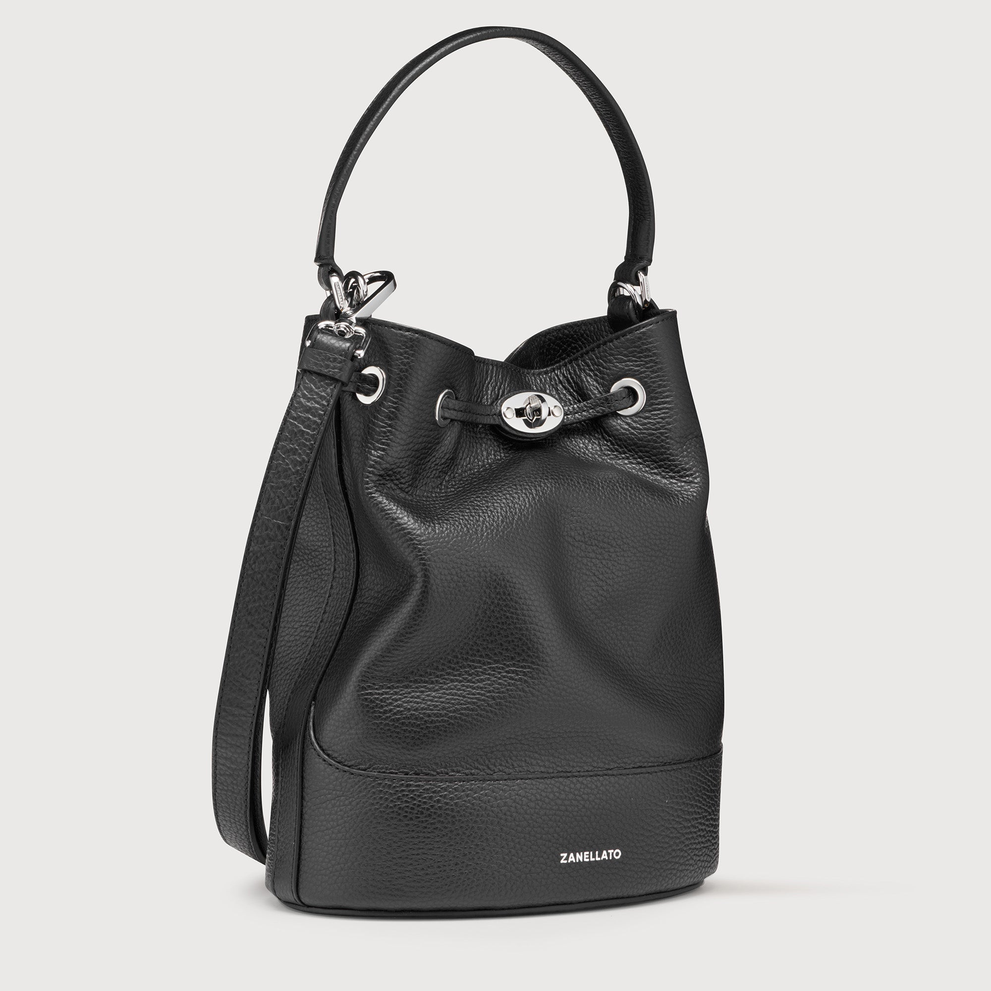 Zanellato Mondà® S borsa a mano Black Nero in pelle martellata