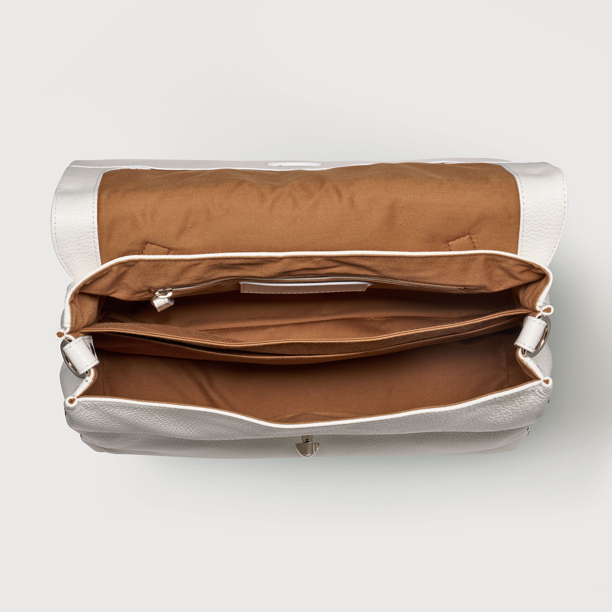 Zanellato Postina® M borsa Bianco Latte pelle martellata