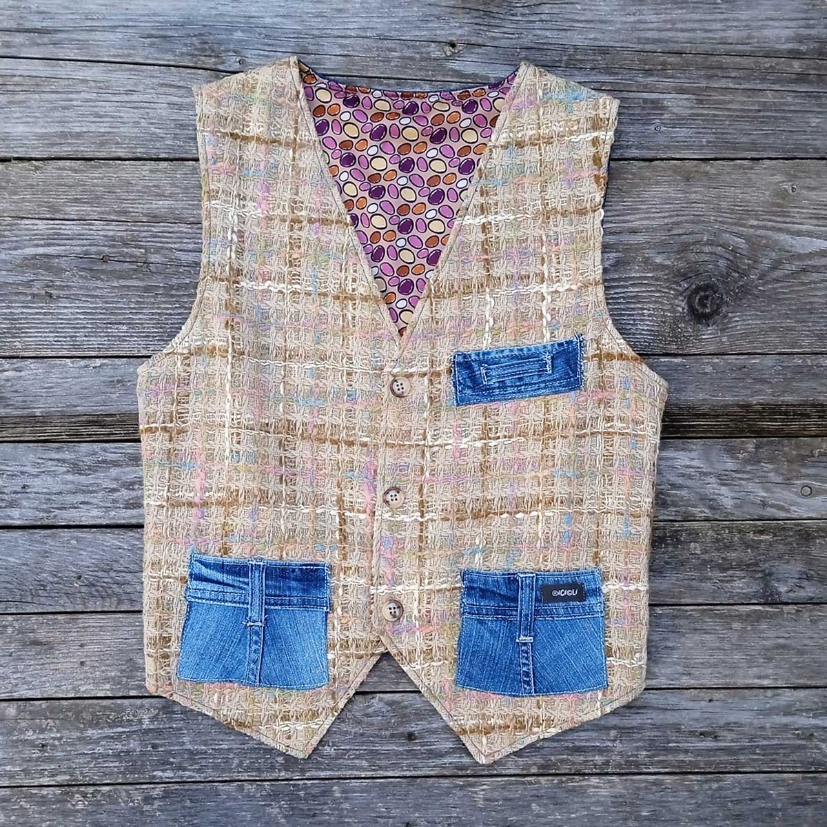 Ricicli Design Abbigliamento Gilet double face n°08 Tg.XS regolabile