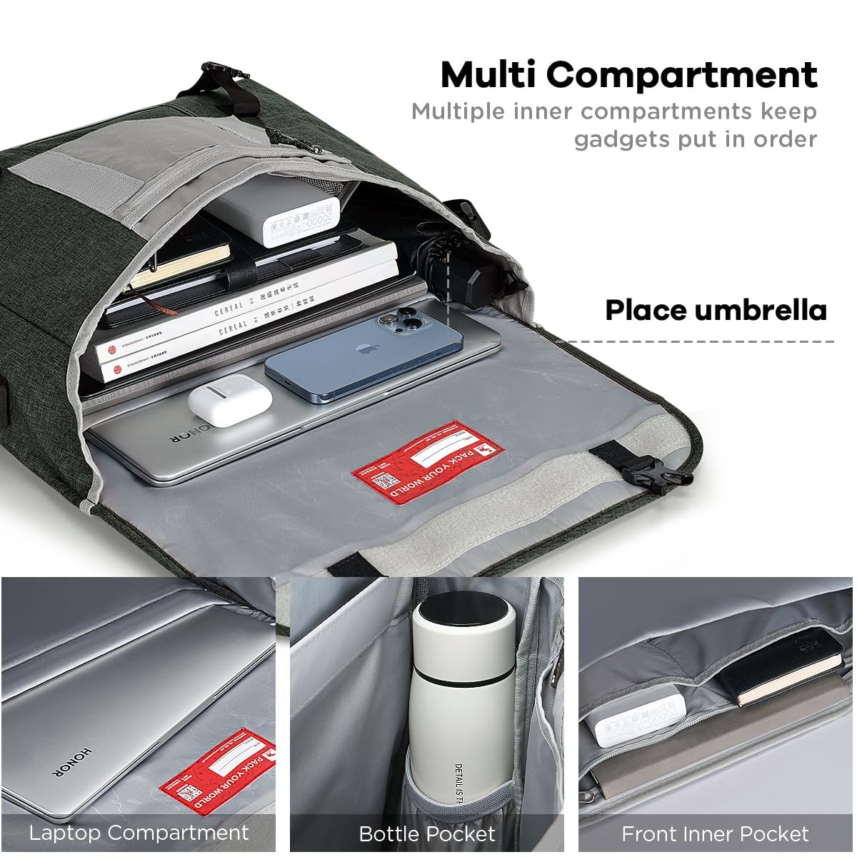 OIWAS Messenger Bags borsa a tracolla verde per laptop 15,6 pollici