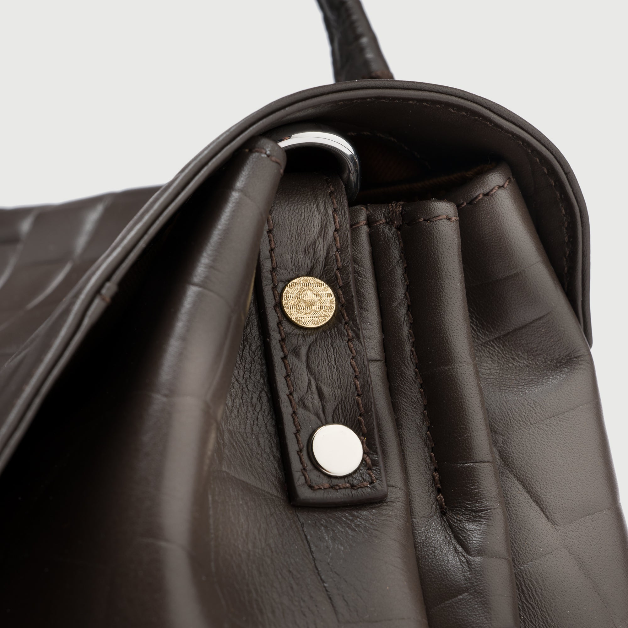 Zanellato Postina® M borsa marrone effetto coccodrillo in pelle