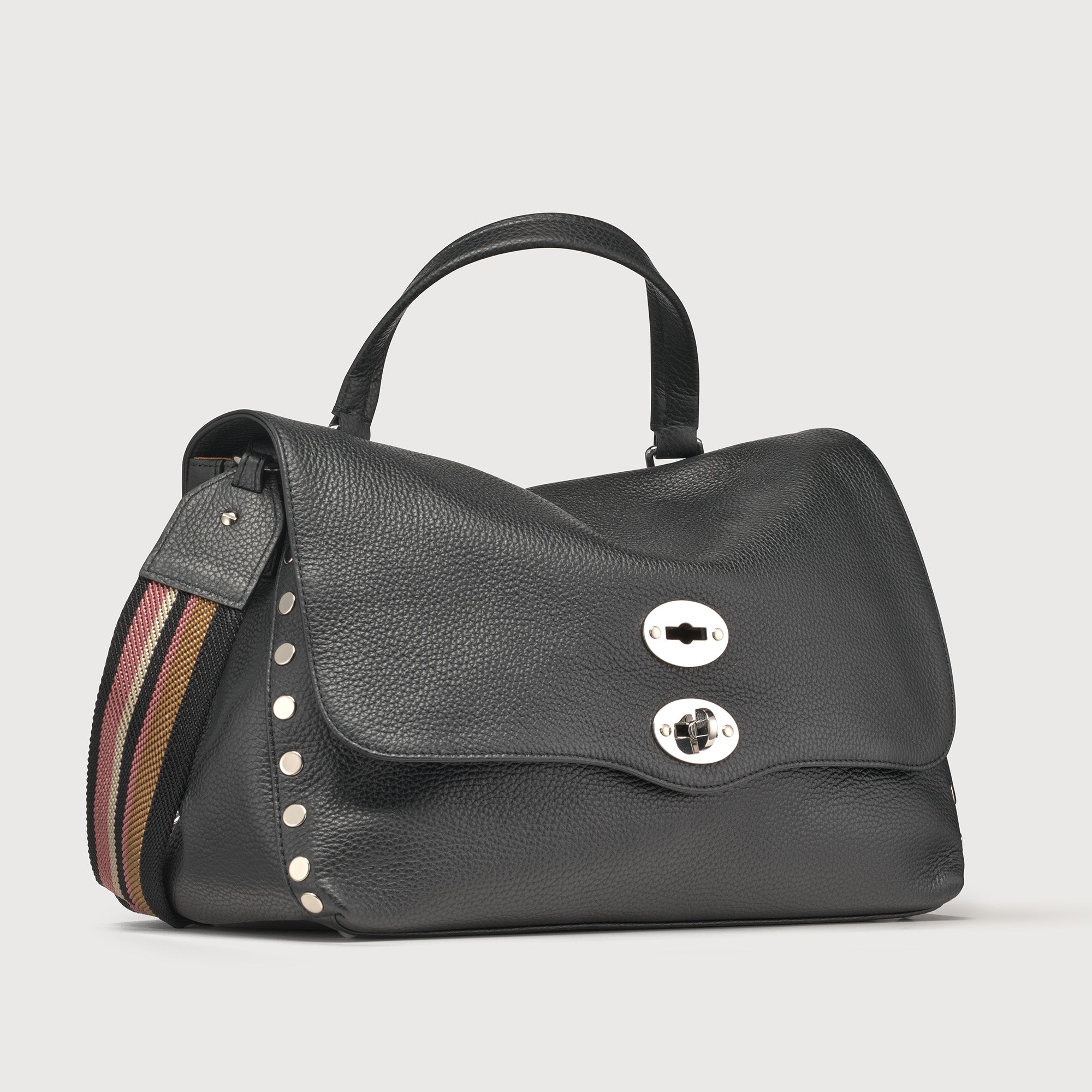 Zanellato Postina® M borsa a mano e tracolla nera martellata