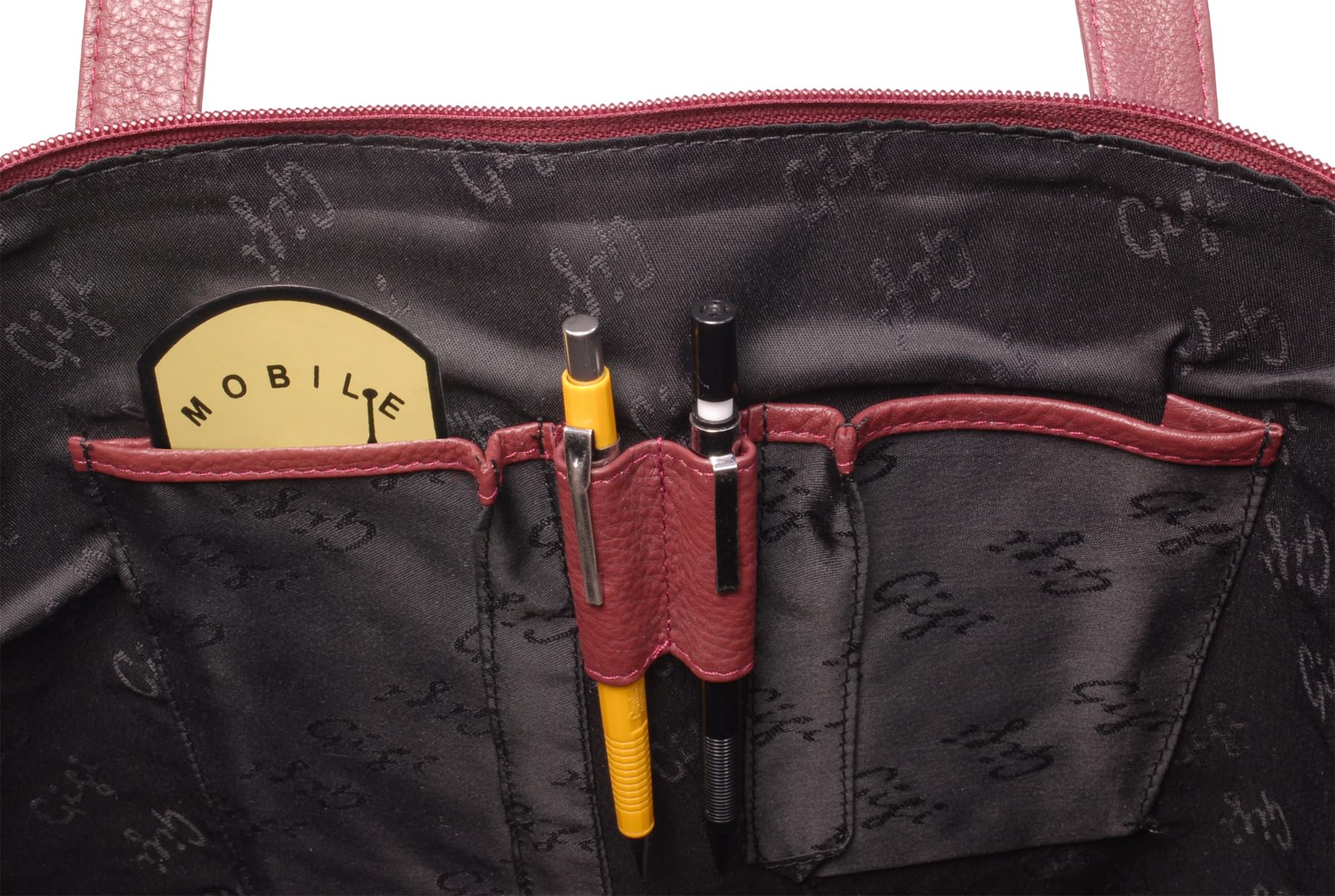 Gigi Othello Collection 9101A tote grande bordeaux in vera pelle