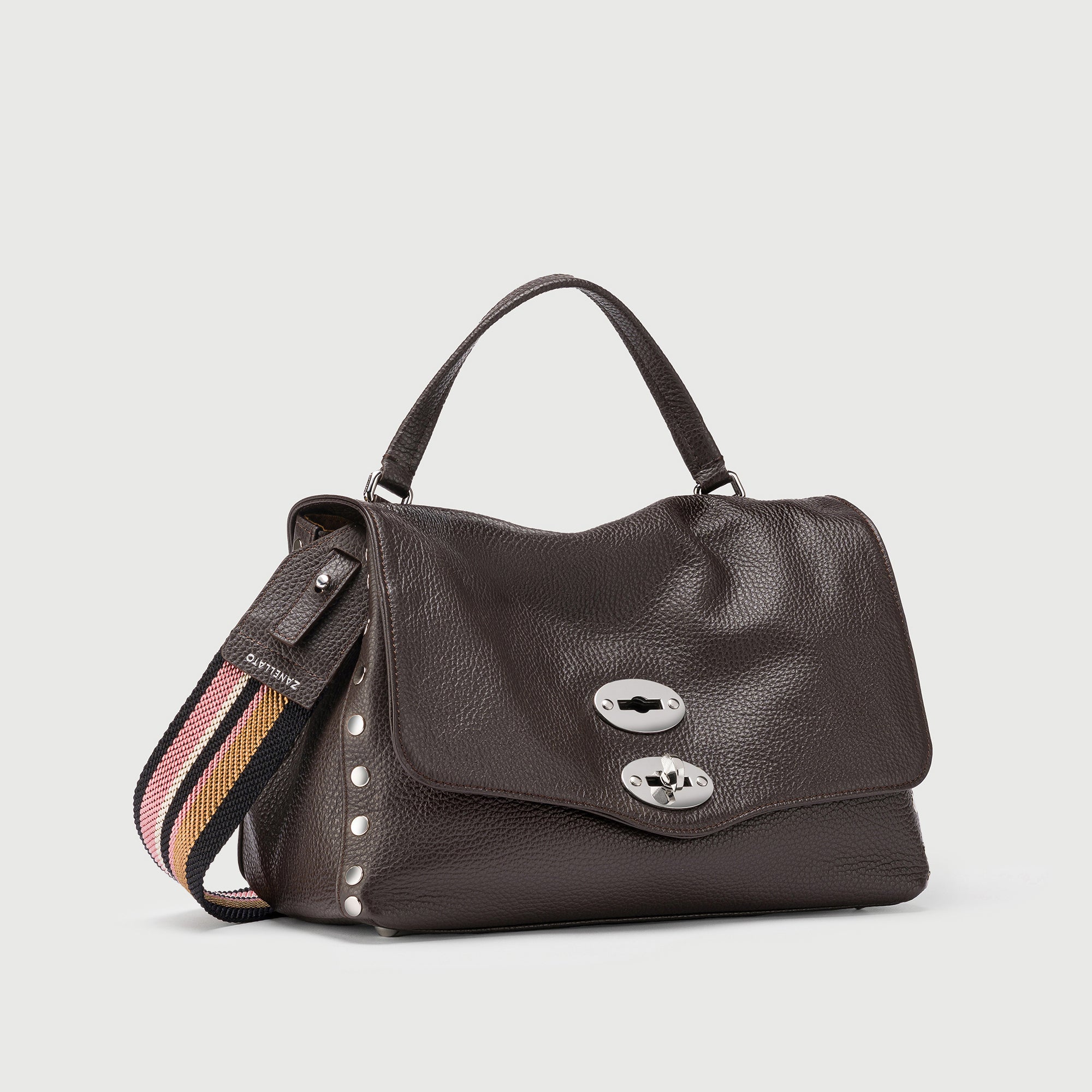 Zanellato Postina® S in Brown Dolce Amaro borsa in pelle martellata