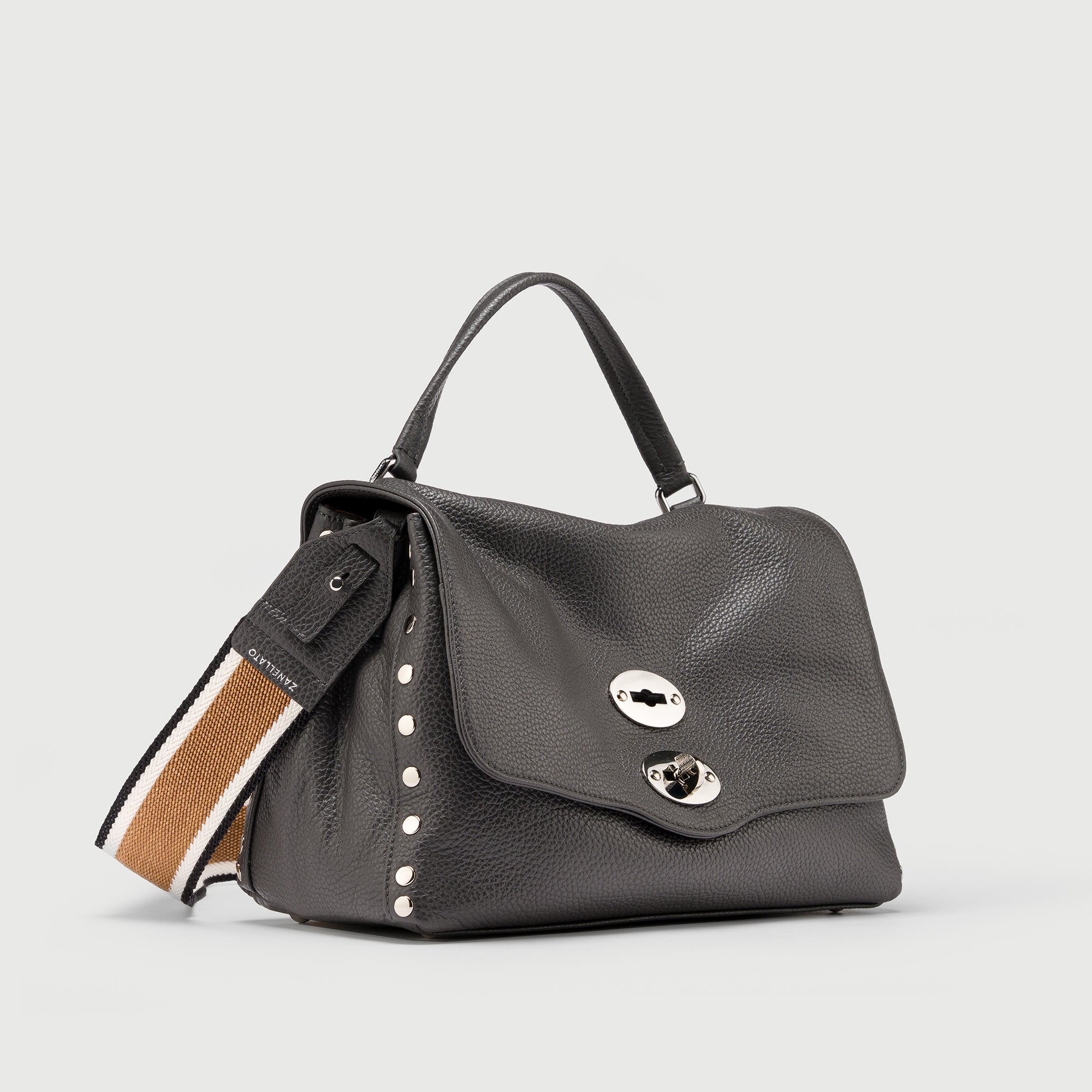 Zanellato Postina® S borsa a mano e tracolla grigia martellata