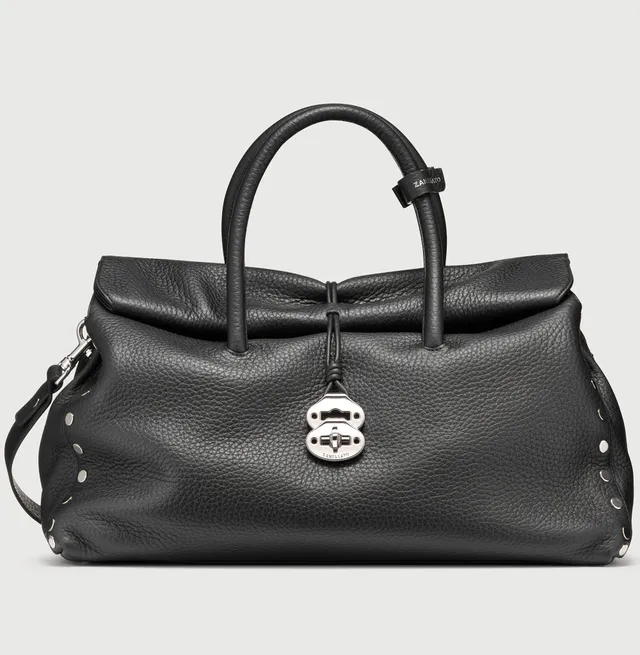 Zanellato Dotta® XL borsa nera in pelle martellata
