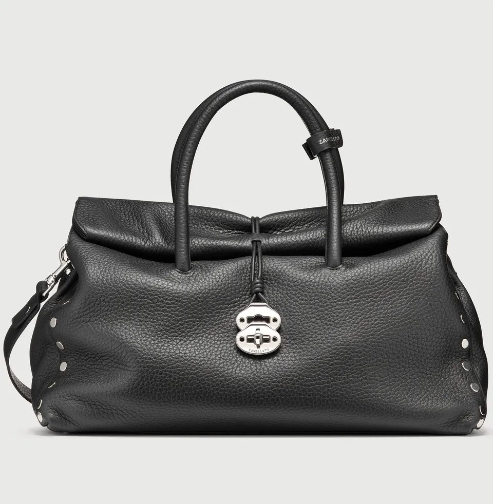 Zanellato Dotta® XL borsa nera in pelle martellata