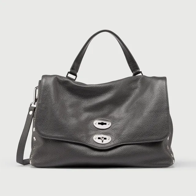 Zanellato Postina® M borsa a tracolla grigio Vulcano in pelle martellata