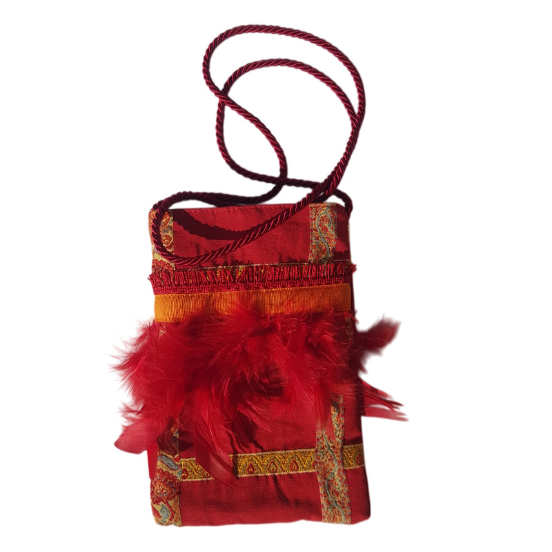 Borseggi Tibetane Tibetana piume 07 borsina tracolla velluto