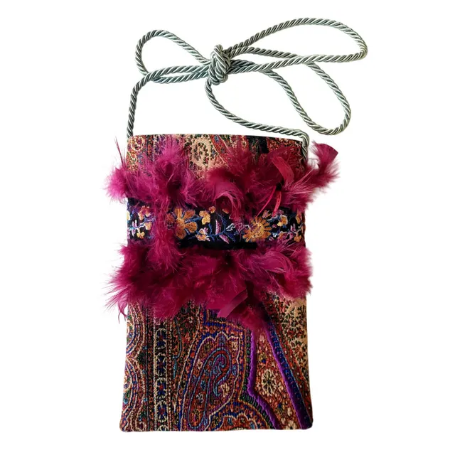 Borseggi Tibetane Tibetana piume 16 salvia borsa a tracolla