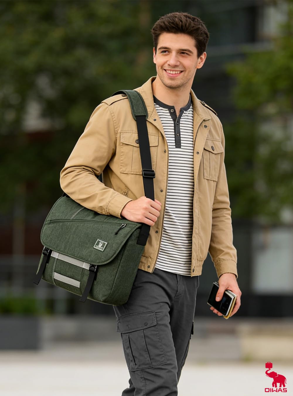 OIWAS Messenger Bags borsa a tracolla verde per laptop 15,6 pollici