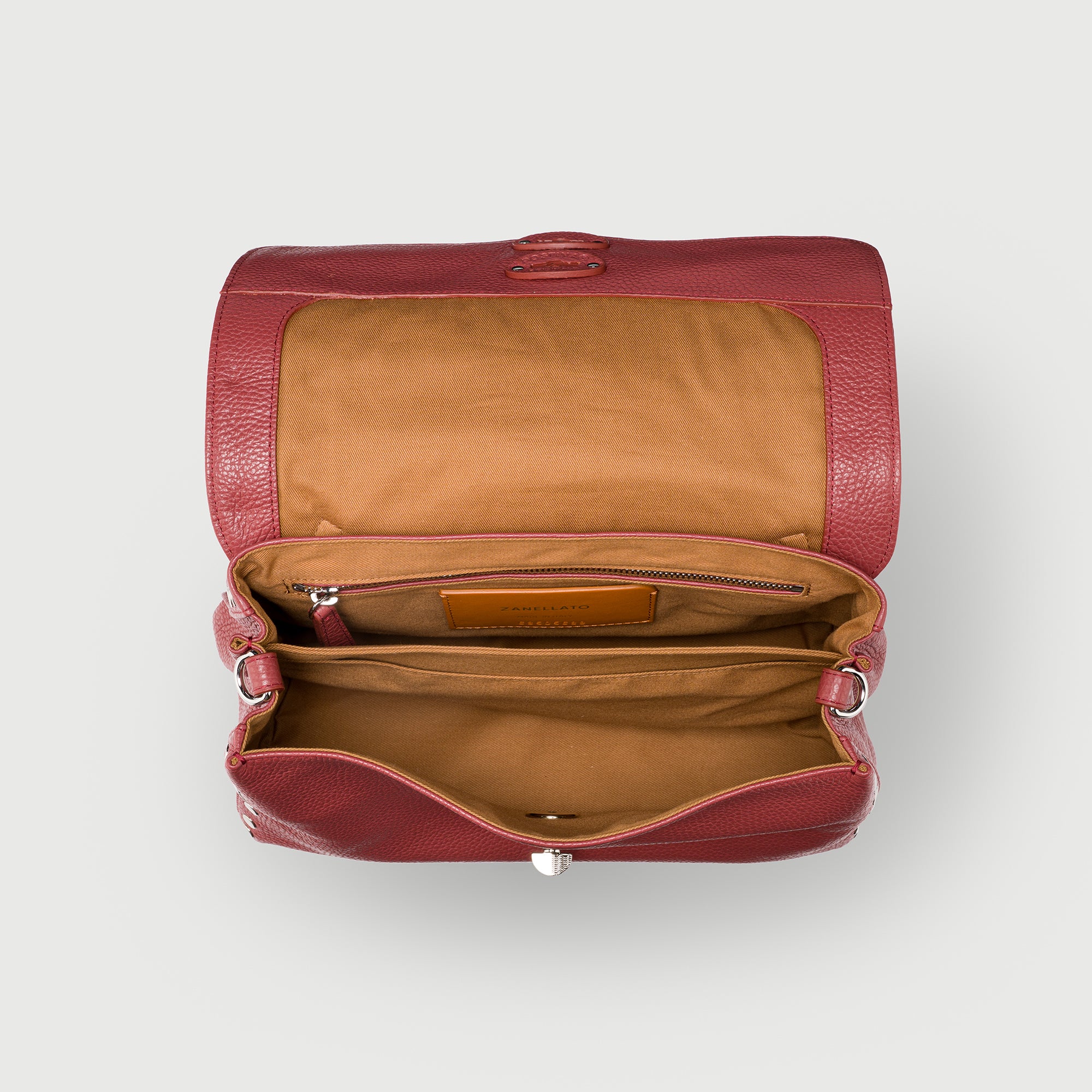 Zanellato Postina® S borsa rossa Radicchio di Treviso in pelle martellata