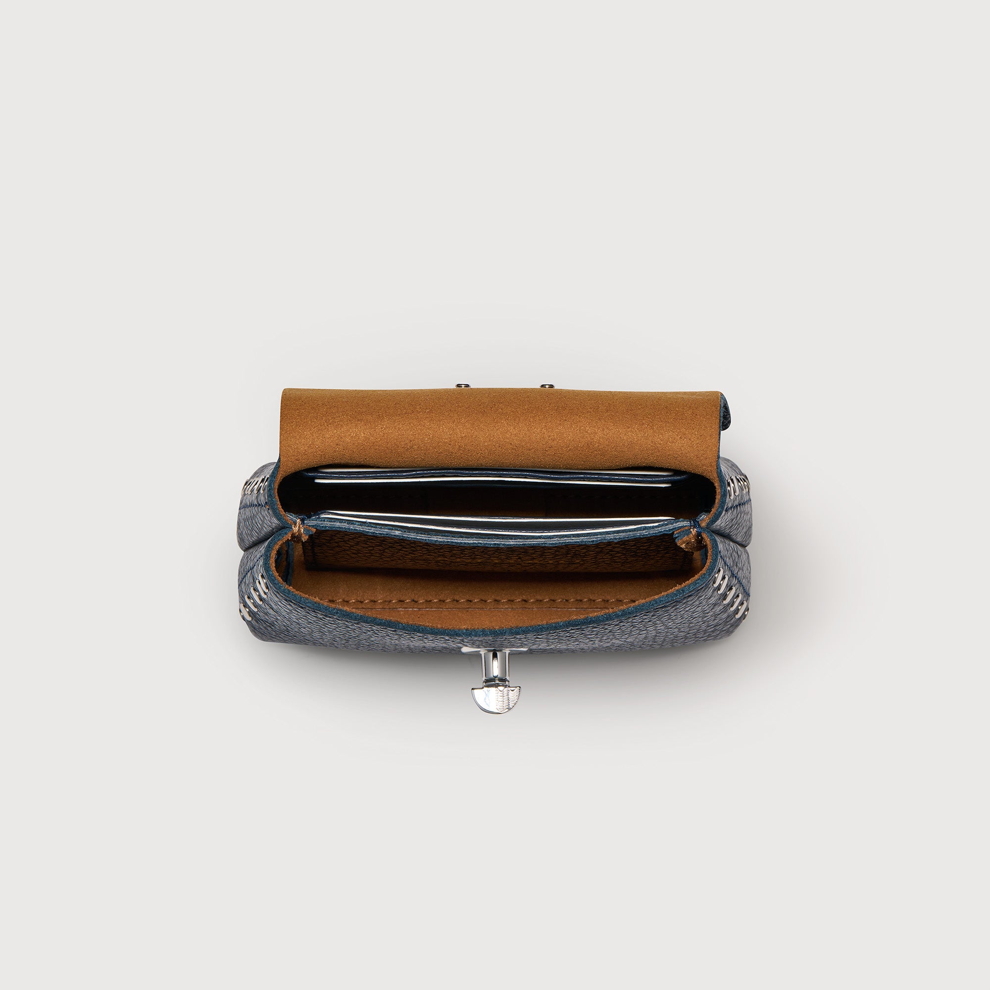 Zanellato Postina® Wallet portafoglio Mini blu navy in pelle martellata