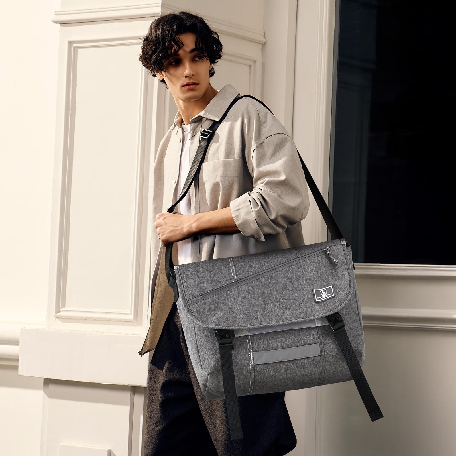 OIWAS Messenger Bags borsa laptop grigia 15,6 pollici impermeabile