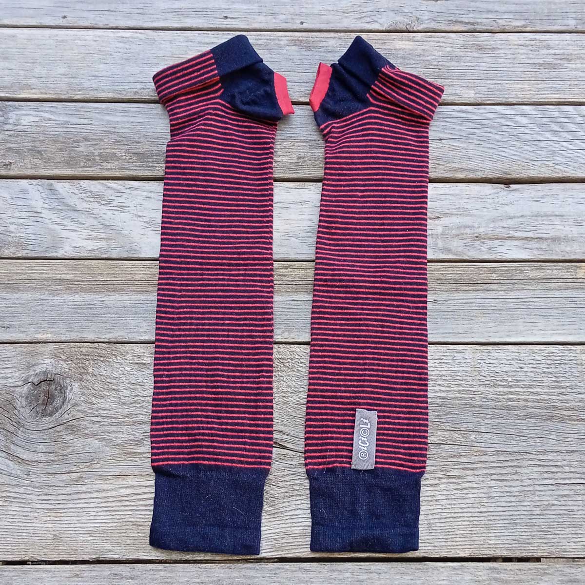 Ricicli Design Accessori Guanticalza lunghi n°03 guanti righe rosse blu