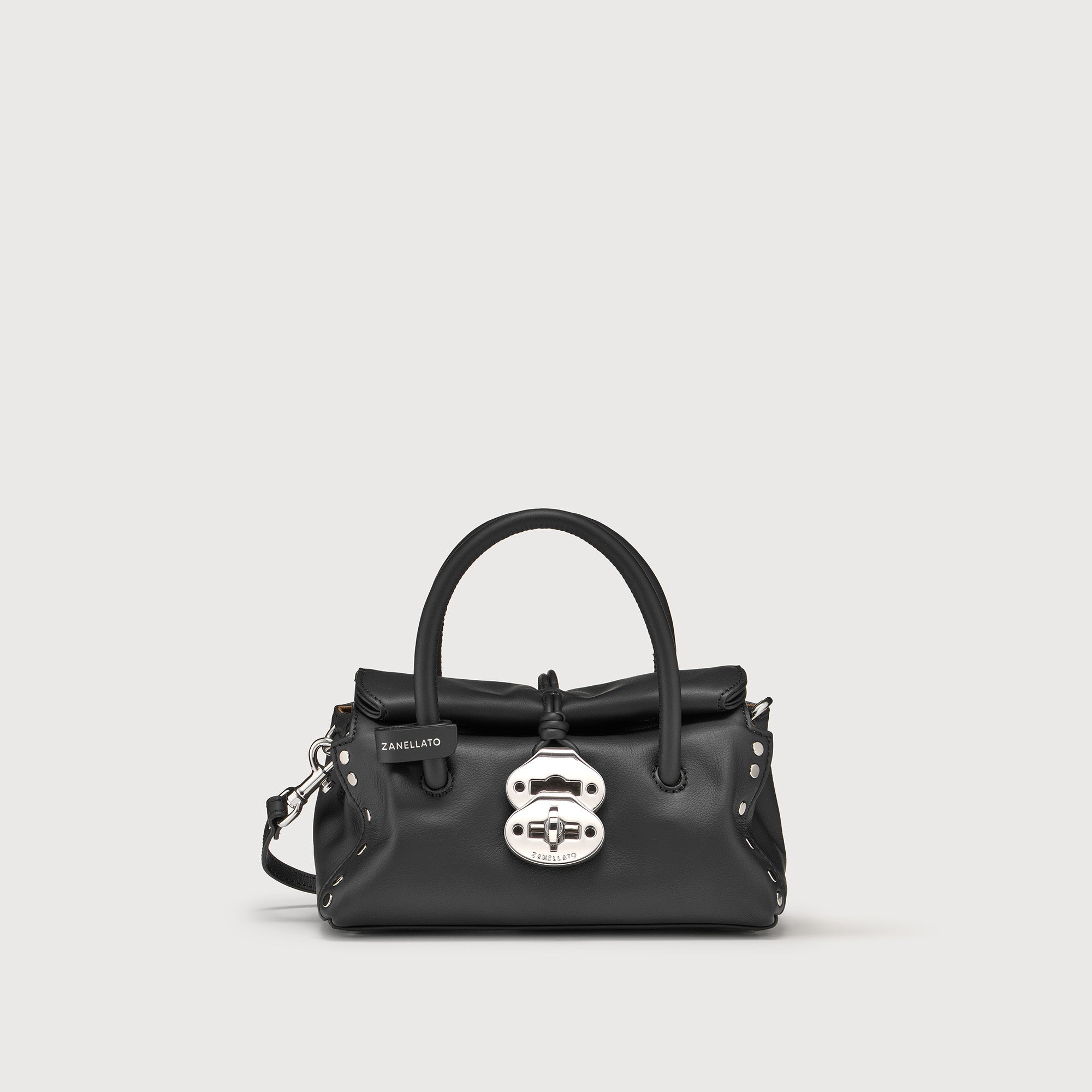 Zanellato Dotta® BABY borsa mini nera in pelle liscia
