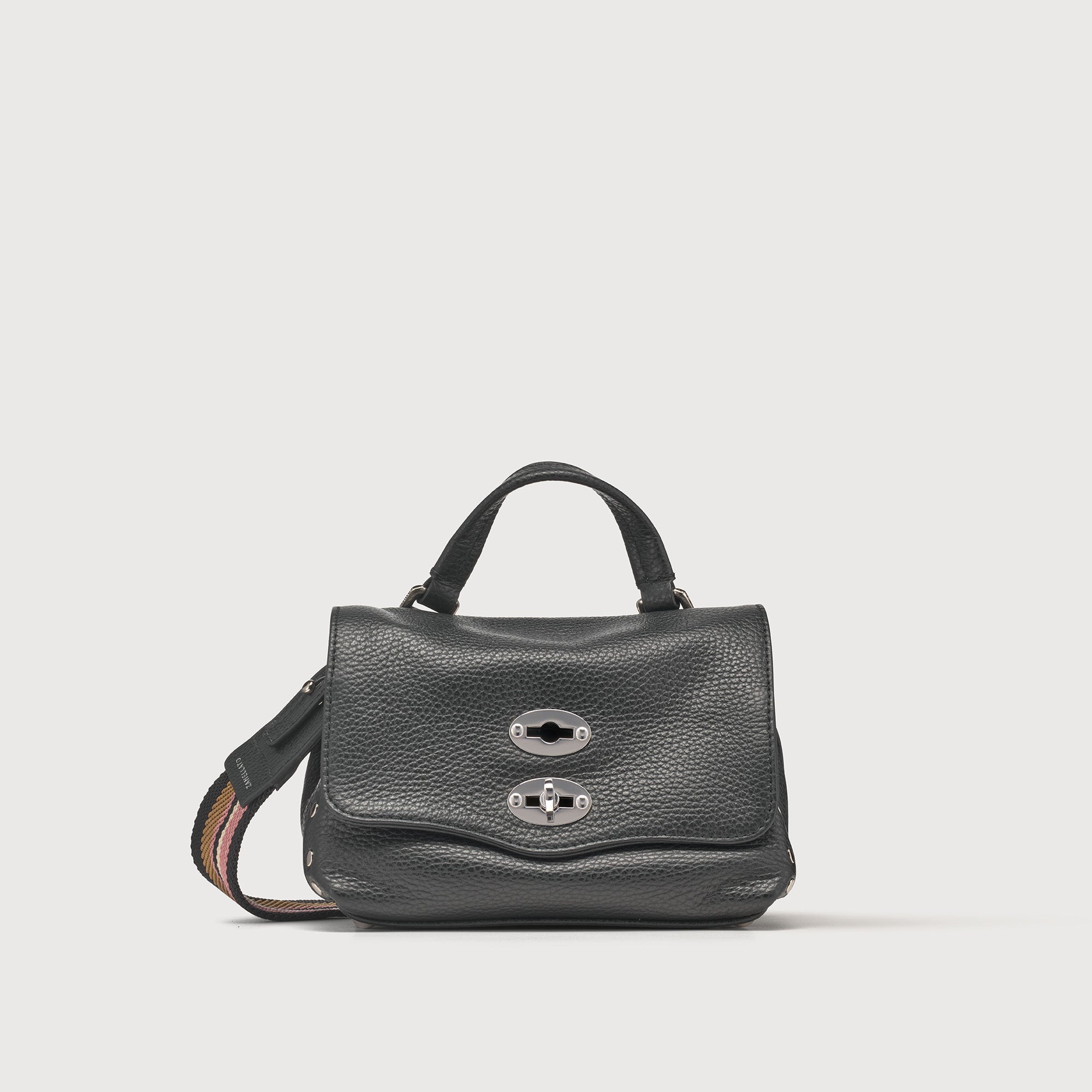 Zanellato Postina® borsa Baby nera in pelle martellata