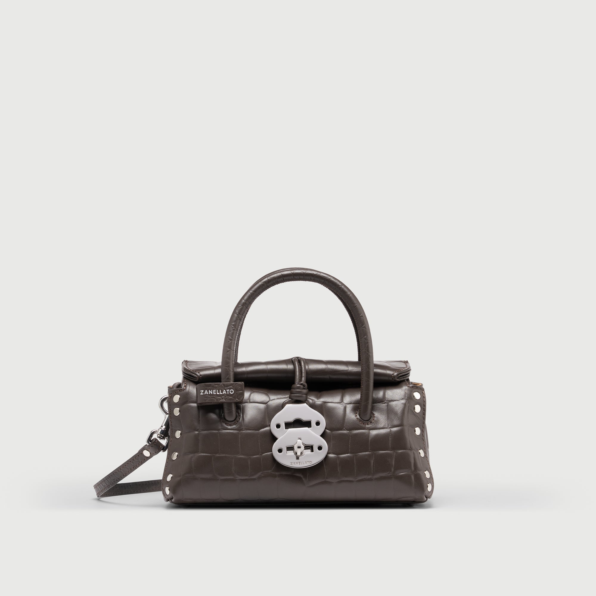 Zanellato Dotta® Baby borsa marrone effetto coccodrillo in pelle