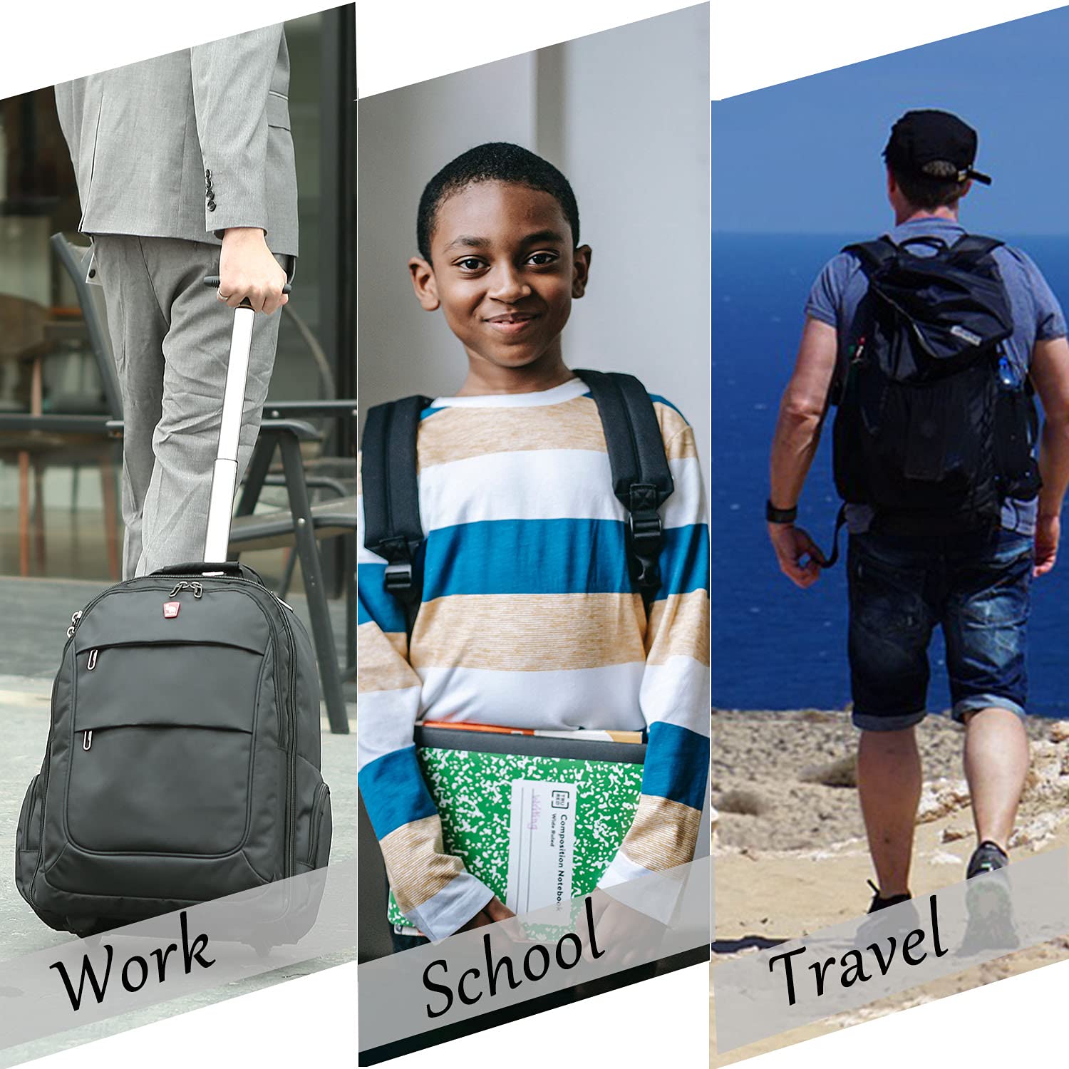 OIWAS Rolling Backpack Zaino trolley laptop 15,6 pollici 30 L