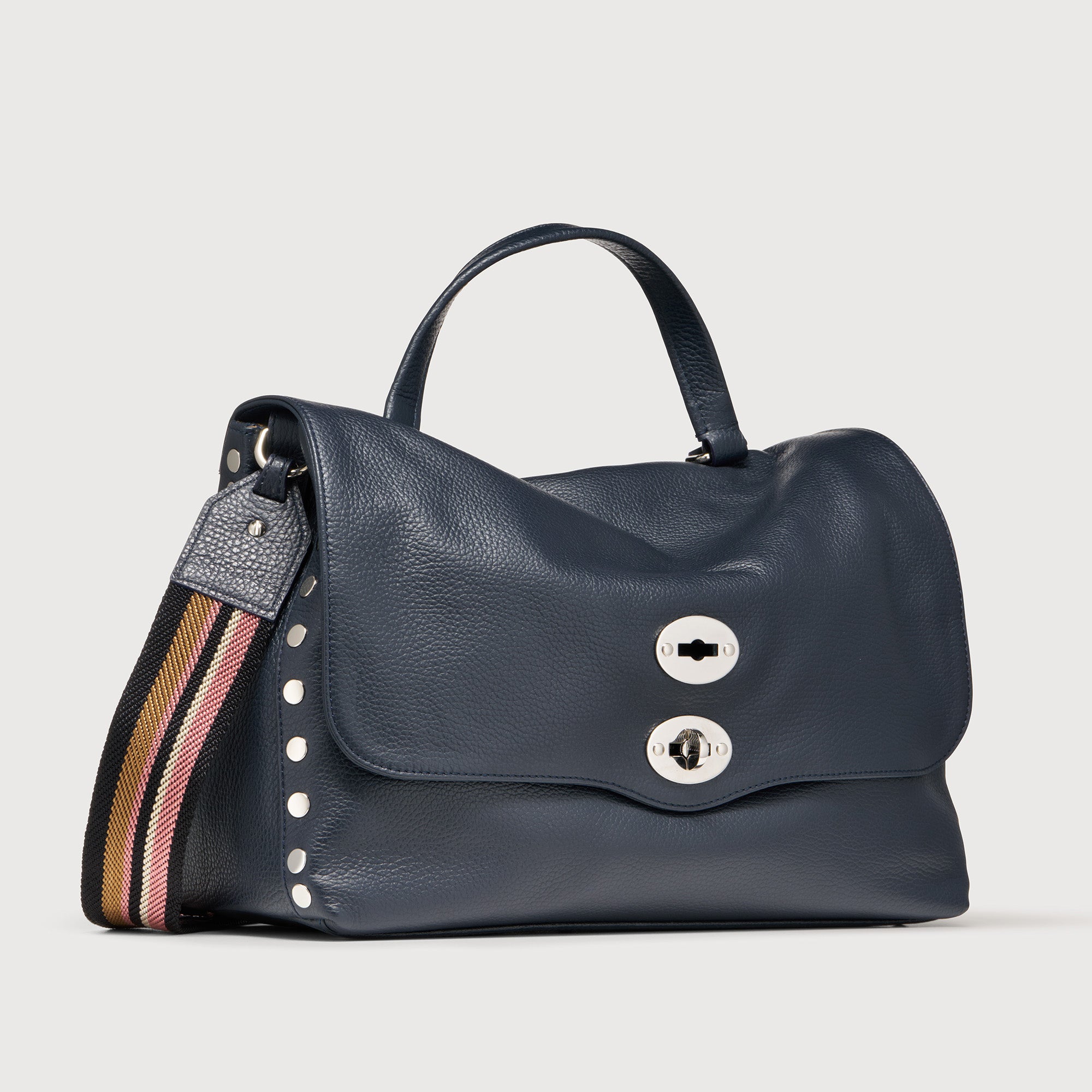 Zanellato Postina® M borsa blu Dark Navy in pelle martellata