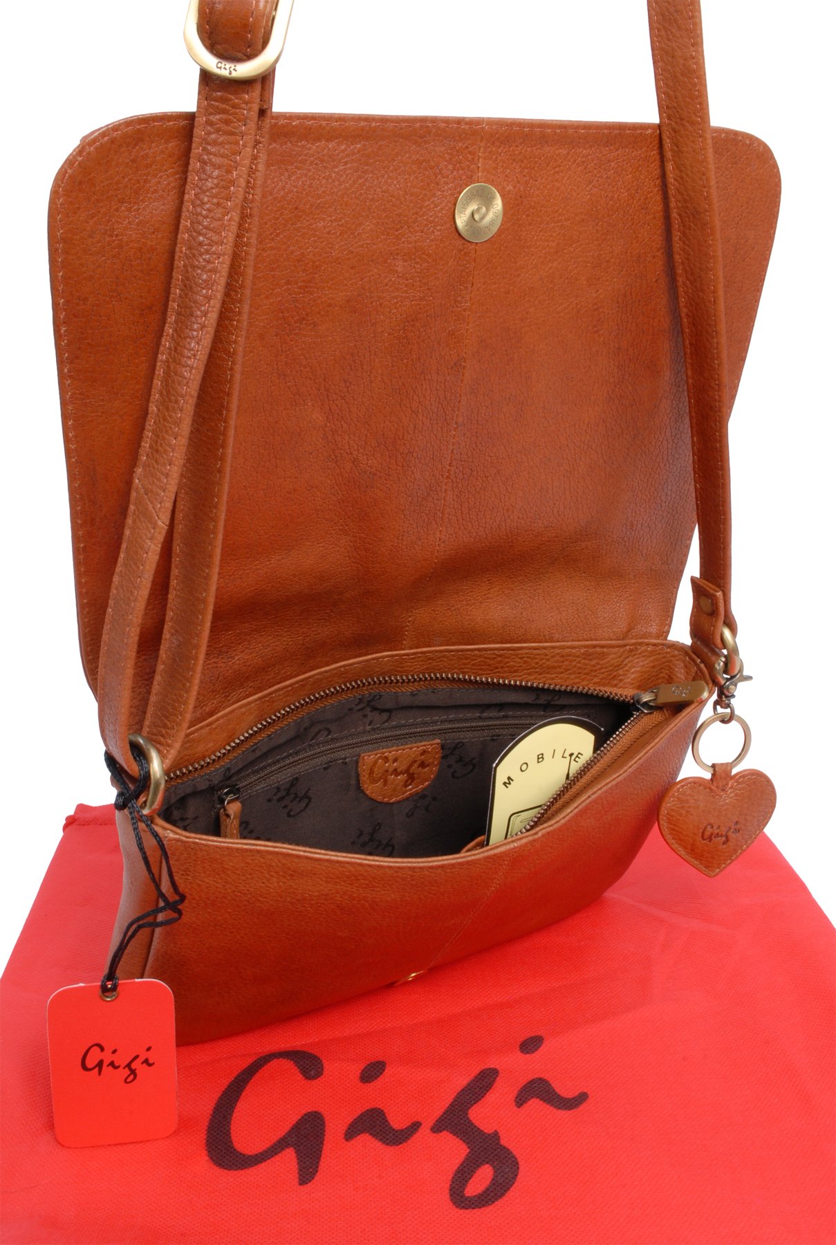 Gigi Giovanna Collection 8948AG borsa a tracolla marrone chiaro in pelle