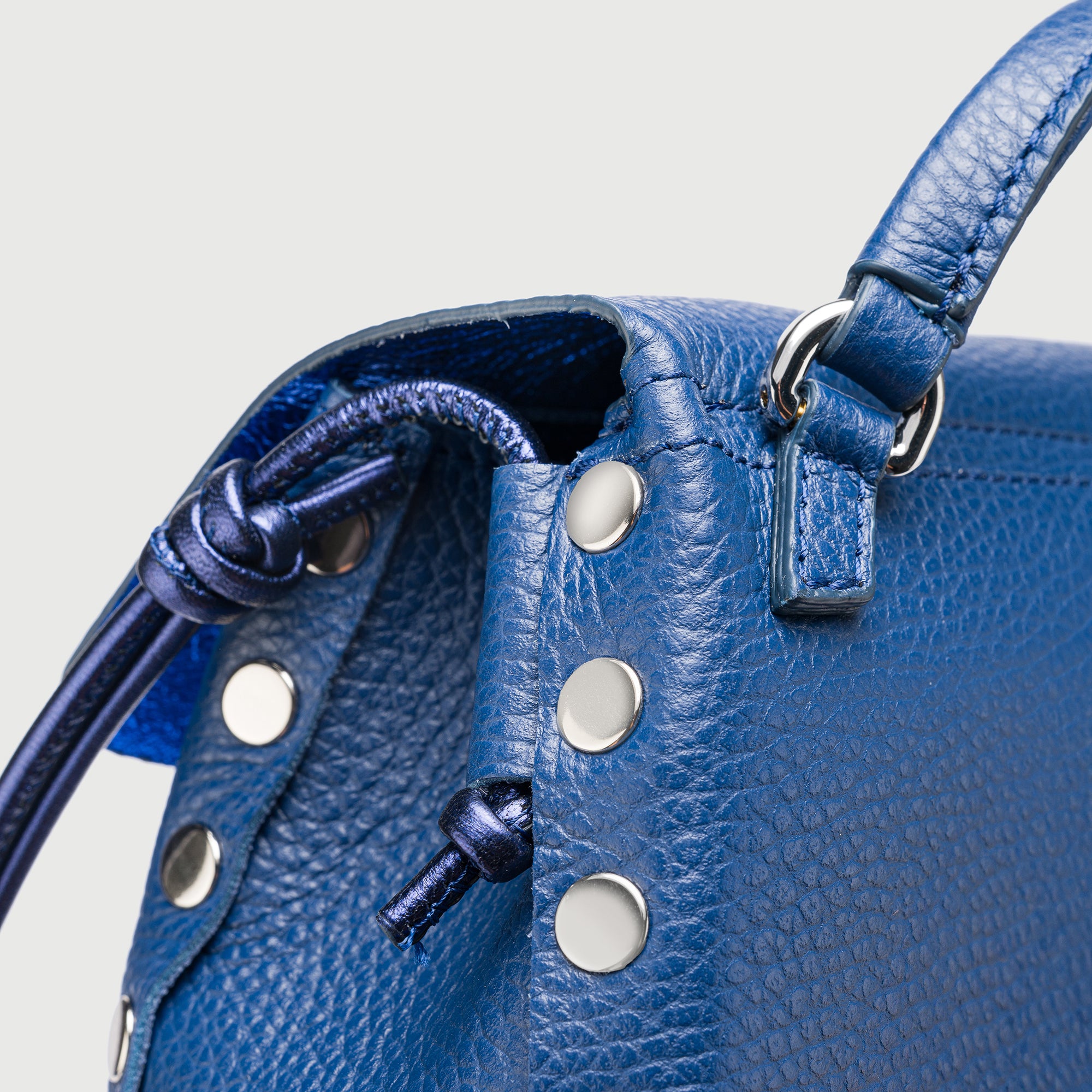Zanellato Postina® SBABY borsa blu More di Rovo in pelle laminata