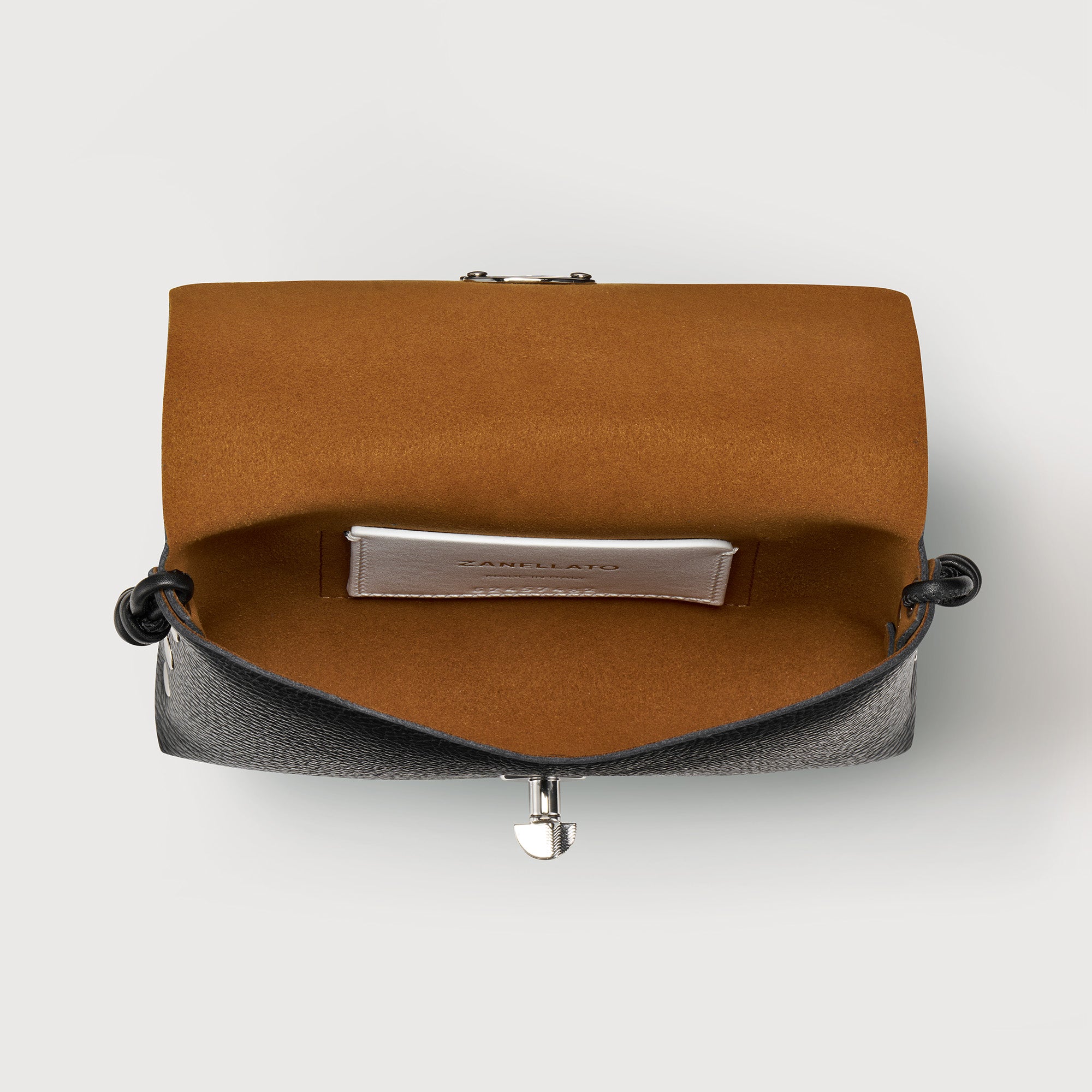 Zanellato Lettera® Small Bag pochette nera in pelle martellata