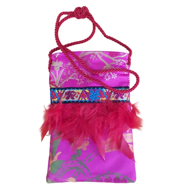 Borseggi Tibetane Tibetana piume 14 borsa a tracolla