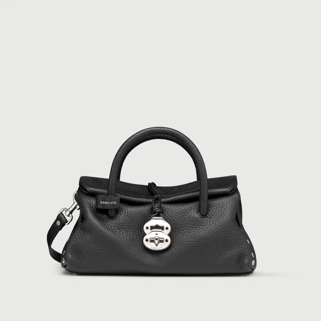 Zanellato Dotta® S borsa Black Nero in pelle martellata