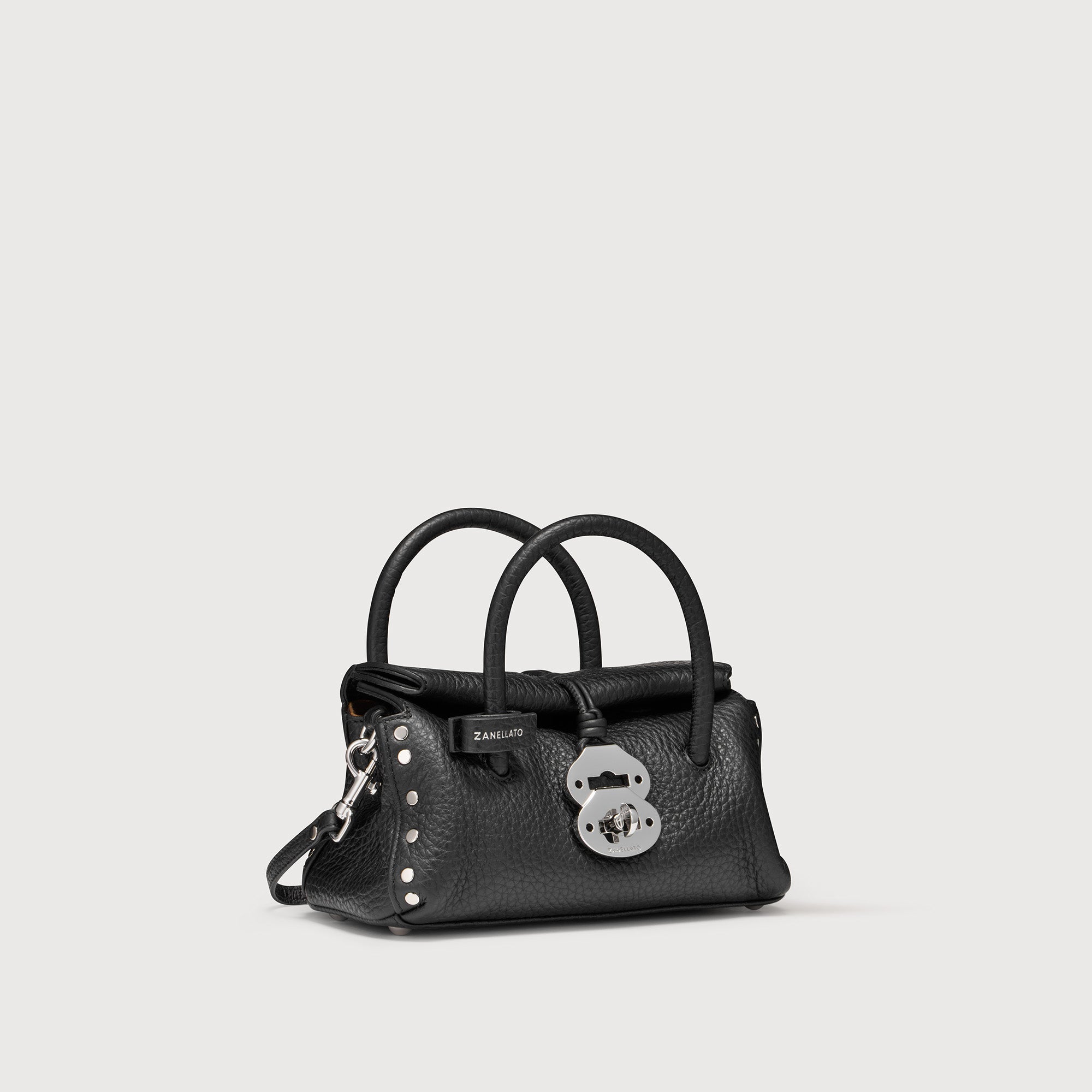 Zanellato Dotta® Baby borsa a mano nera pelle martellata