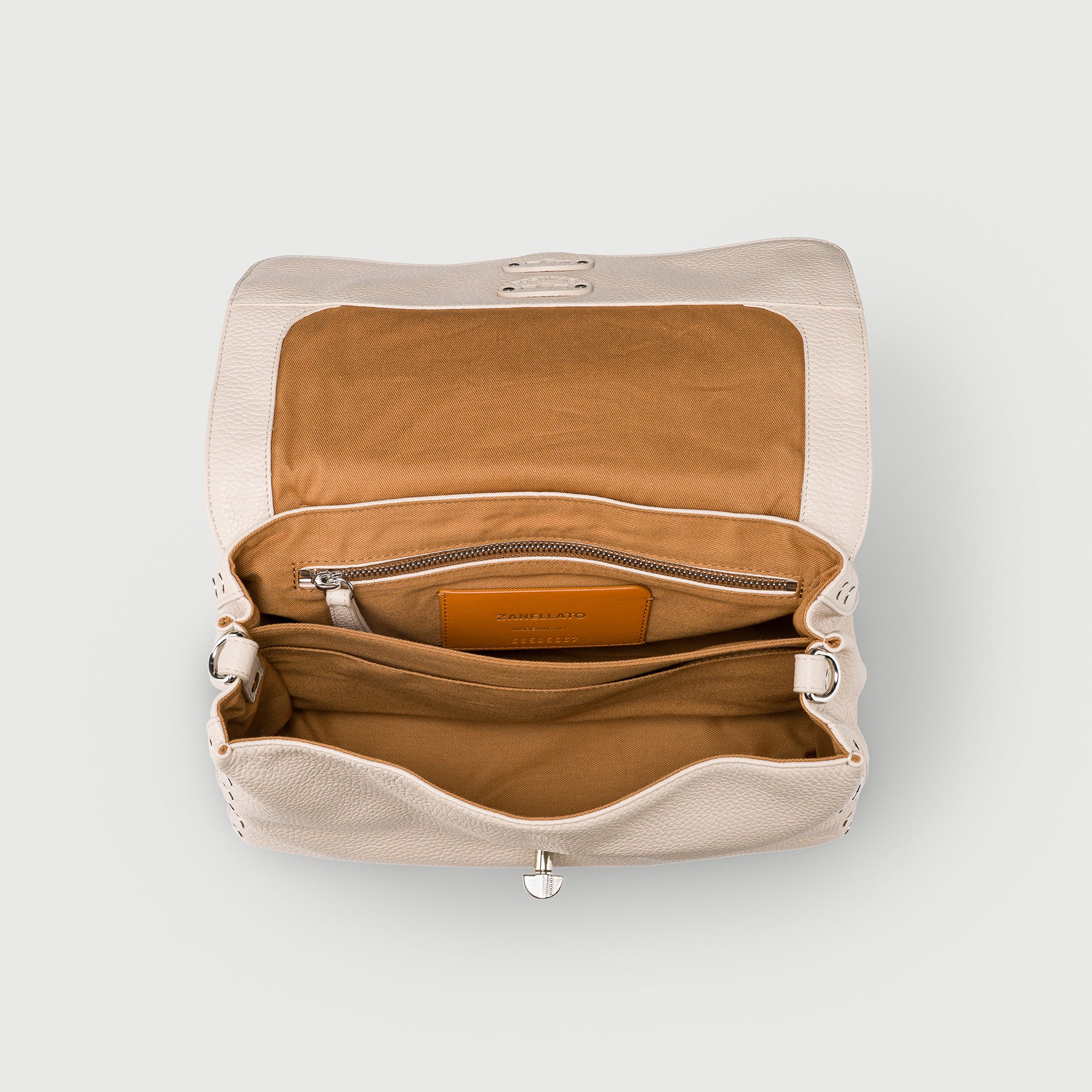 Zanellato Postina® S borsa bianca Carnaroli pelle martellata