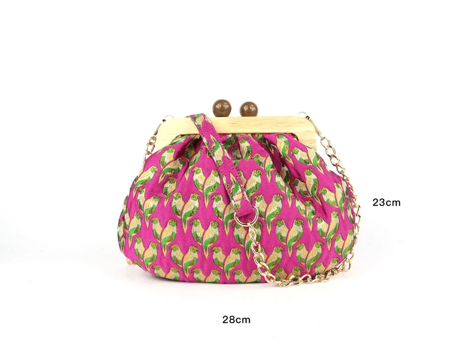 Crazy Lou Sac en tissus Sac en tissu avec fermoir en bois et bandoulière 6834 tracolla