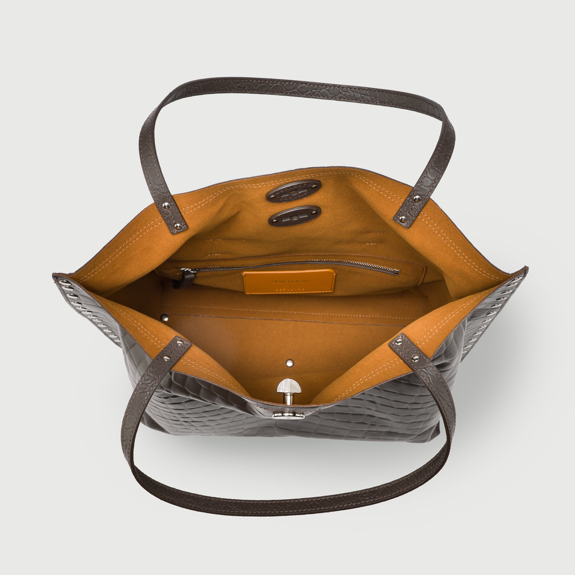 Zanellato A' Spasso® M borsa tote marrone Espresso in pelle stampata